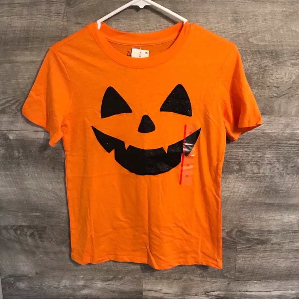 Women's Jack O'Lantern Glitter Face Halloween tee